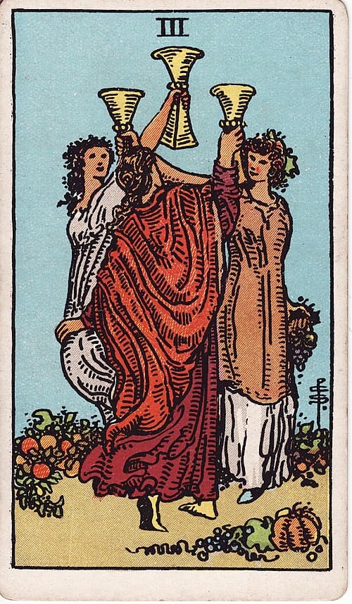 Three of Cups — Rider–Waite–Smith tarot card