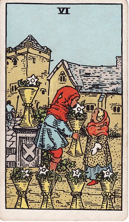 Six of Cups — Rider–Waite–Smith tarot card