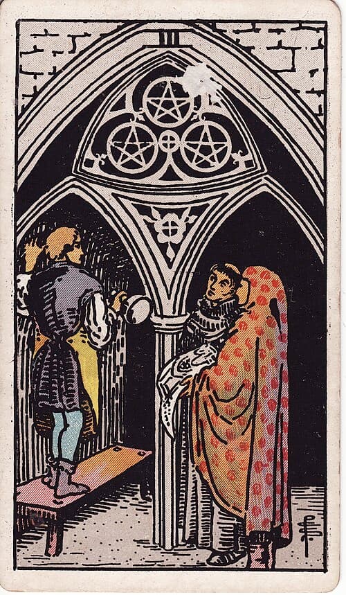 Three of Pentacles — Rider–Waite–Smith tarot card