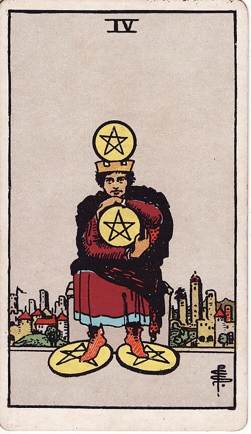 Four of Pentacles — Rider–Waite–Smith tarot card