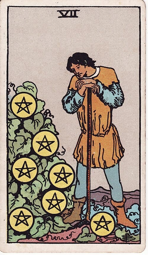 Seven of Pentacles — Rider–Waite–Smith tarot card