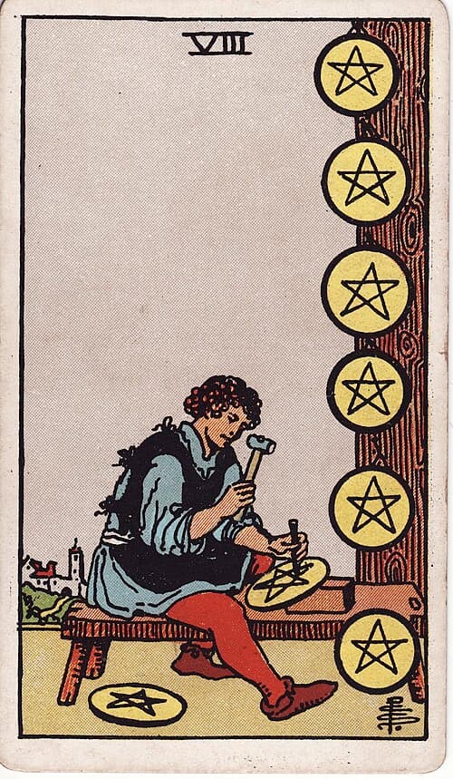 Eight of Pentacles — Rider–Waite–Smith tarot card