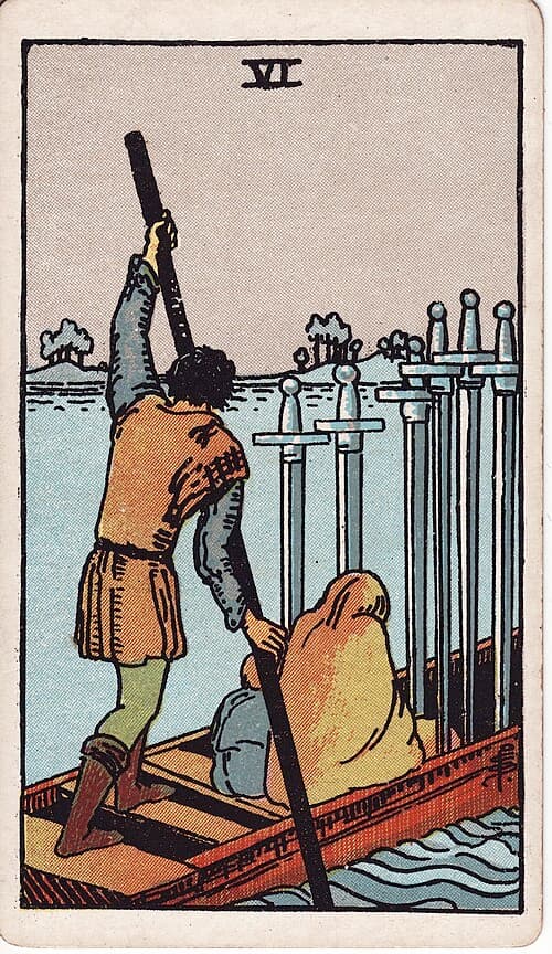 Six of Swords — Rider–Waite–Smith tarot card