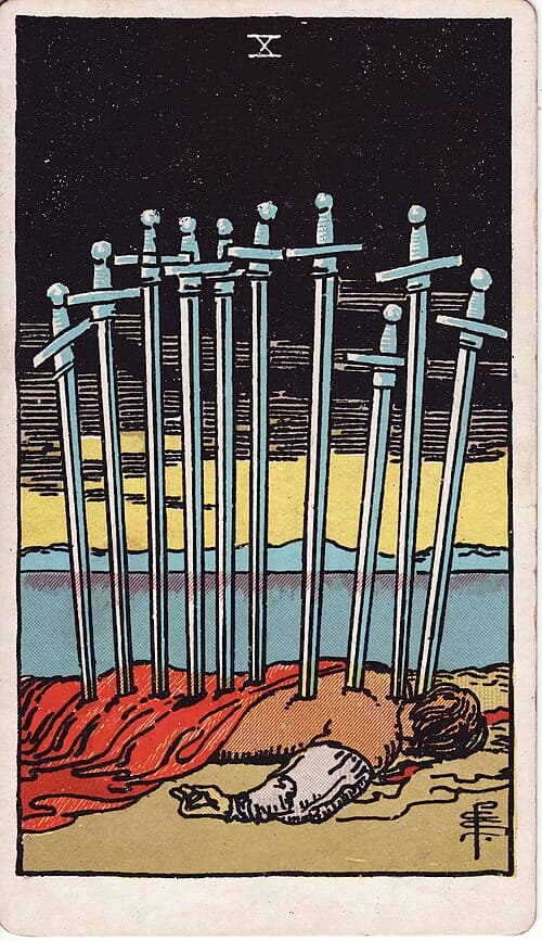 Ten of Swords — Rider–Waite–Smith tarot card