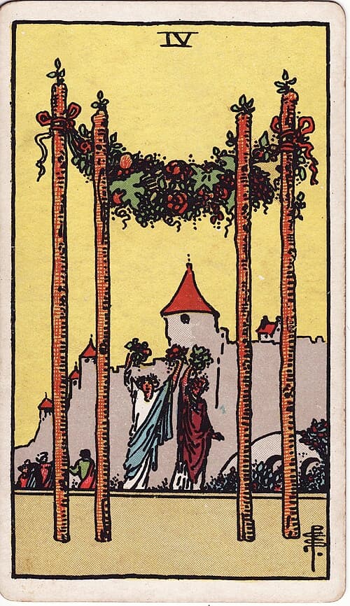 Four of Wands — Rider–Waite–Smith tarot card