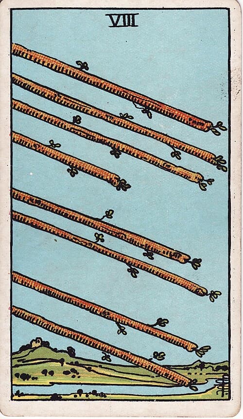 Eight of Wands — Rider–Waite–Smith tarot card
